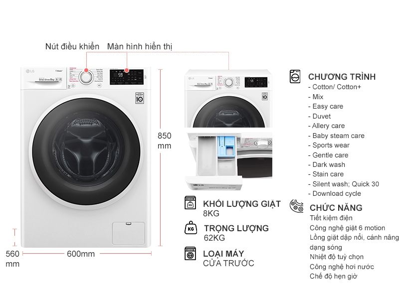 Hướng dẫn cách sử dụng máy giặt lồng ngang LG FC1408S4W2