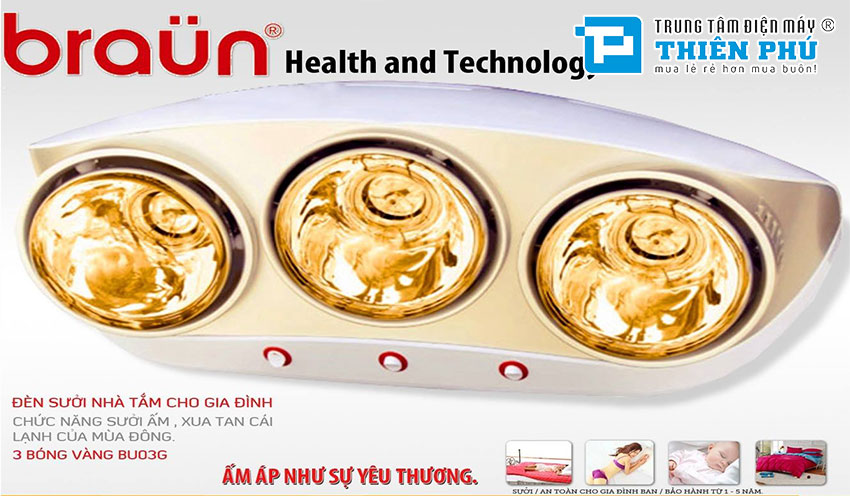 Đèn Sưởi Nhà Tắm Braun BU03G 3 Bóng