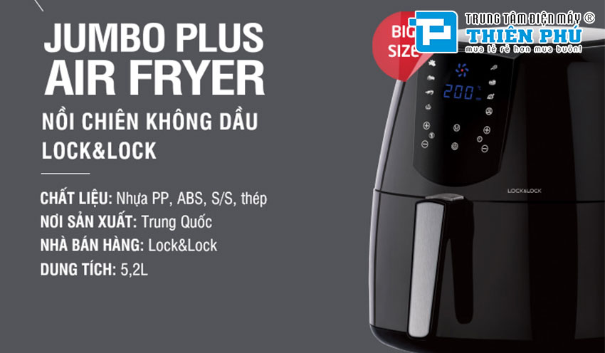 Nồi Chiên Không Dầu Lock&Lock EJF357BLK 5,2L