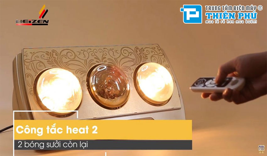 Đèn sưởi nhà tắm Heizen 3 bóng có điều khiển từ xa HE-3BR