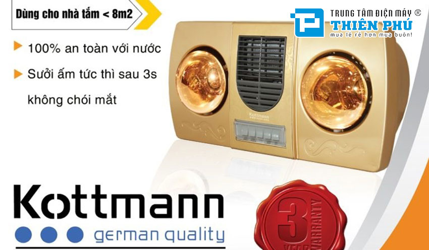 Đèn Sưởi Nhà Tắm Kottmann K2BHWG 2 Bóng