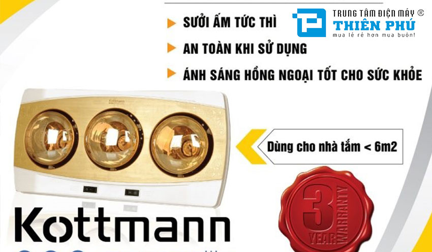 Đèn Sưởi Nhà Tắm Kottmann K3B-H 3 Bóng