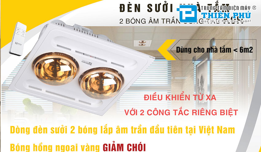 Đánh giá Đèn Sưởi Nhà Tắm Âm Trần Kottmann 2 Bóng K9-R