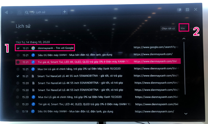 Hướng dẫn xóa lịch sử duyệt web trên Smart tivi LG hệ điều hành Netcast