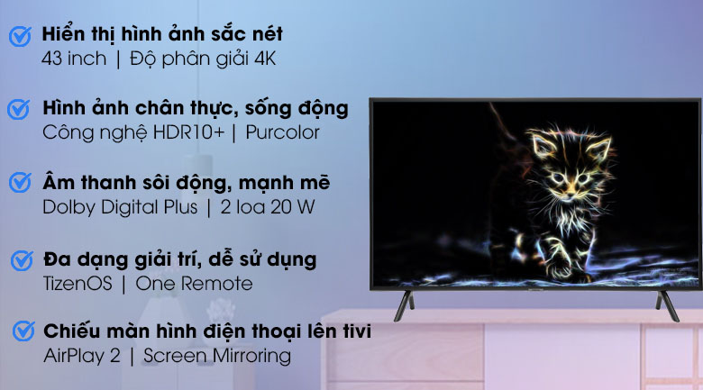 Tivi Samsung UA43RU7200 2020 mang đến trải nghiệm mới của tivi giá rẻ