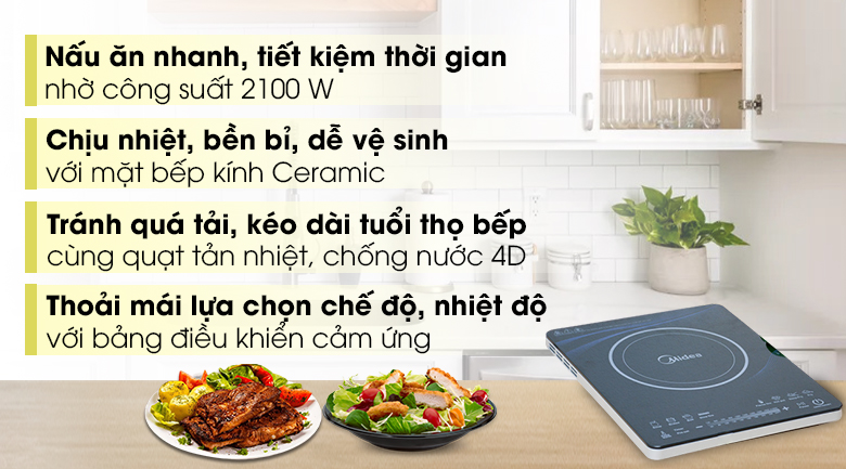 Đánh giá những tính năng tiện ích của bếp từ Midea MI-T2112DA