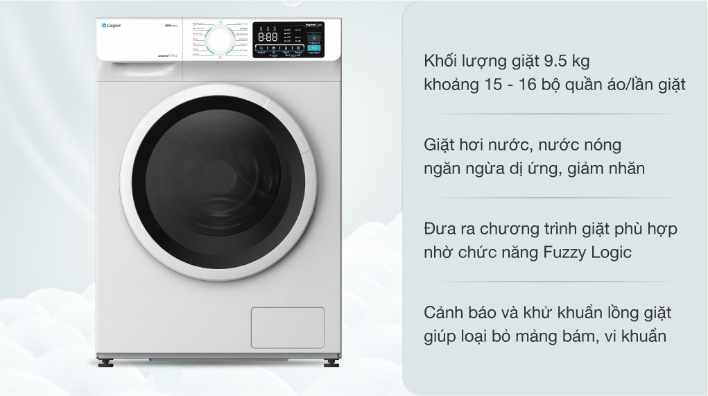 Giải pháp giặt sạch quần áo hiệu quả trên máy giặt Casper WF-95I140BWC