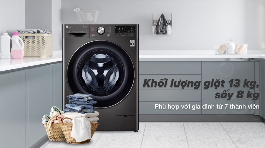 máy giặt sấy LG inverter FV1413H3BA giặt 13kg sấy 8kg