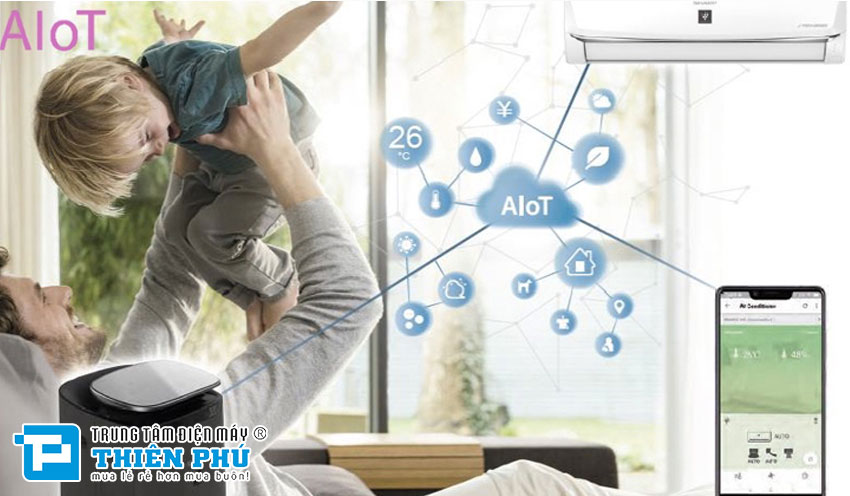 Điều Hòa Sharp 9000Btu 1 Chiều Inverter Wifi AH-XP10WHW