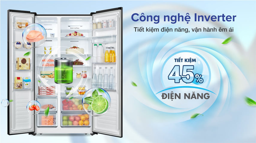 Đánh giá chi tiết tủ lạnh Casper side by side inverter 550 Lít RS-570VBW