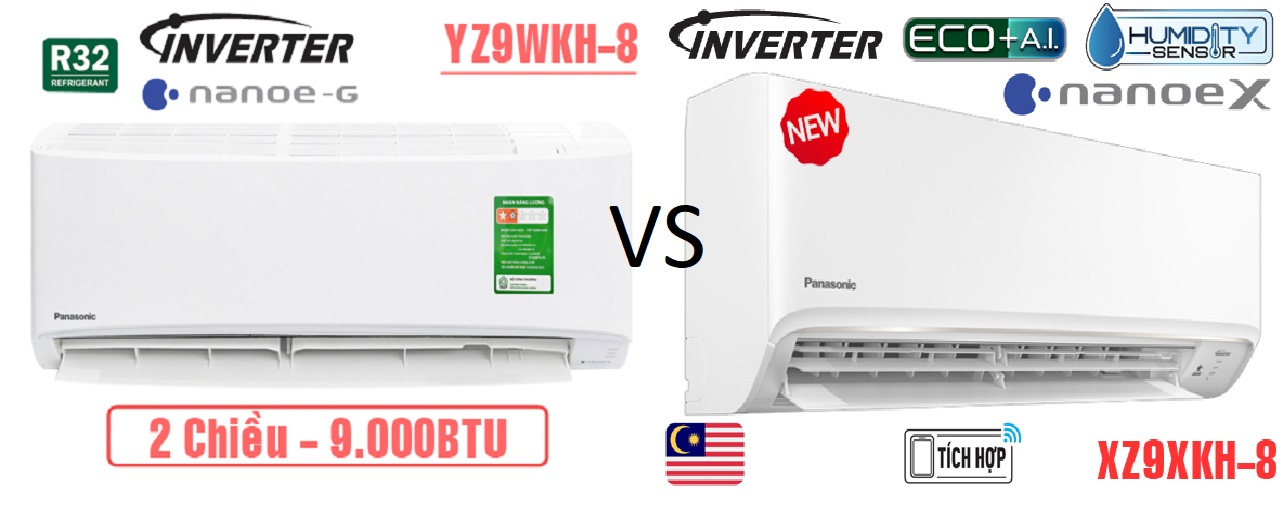 So sánh về điều hòa Panasonic 2 chiều CU/CS-YZ9WKH-8 2020 và CU/CS-XZ9XKH-8 2021