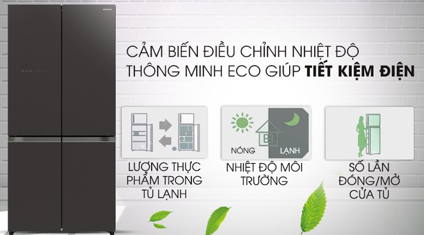 Tủ lạnh Hitachi R-WB640PGV1(GCK) tiết kiệm điện, bảo quản thực phẩm tốt
