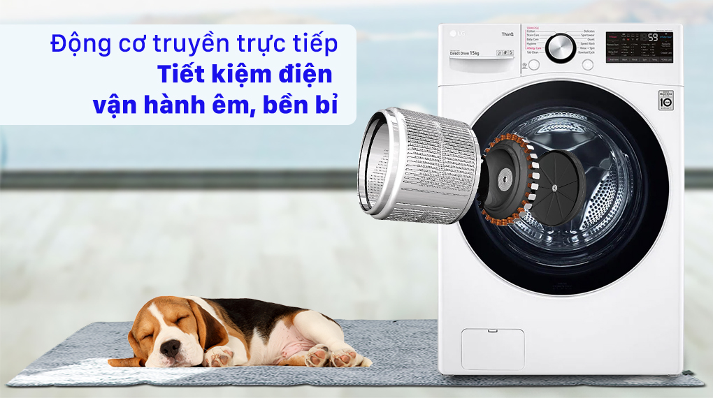 Máy giặt LG F2515STGW tiết kiệm điện, vận hành êm ái