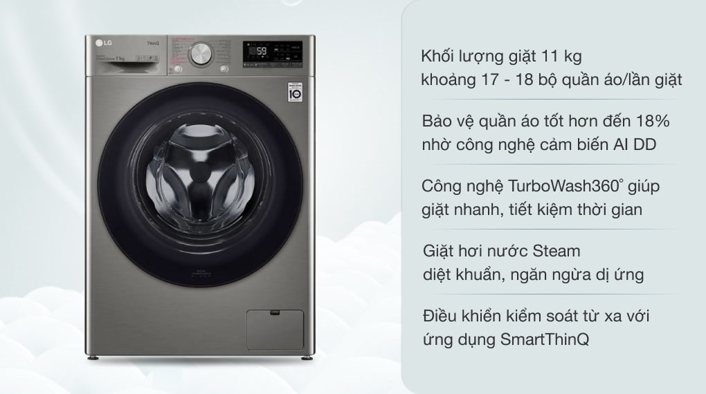 Vì sao máy giặt LG inverter FV1411S4P 11kg là sự lựa chọn yêu thích của nhiều gia đình?