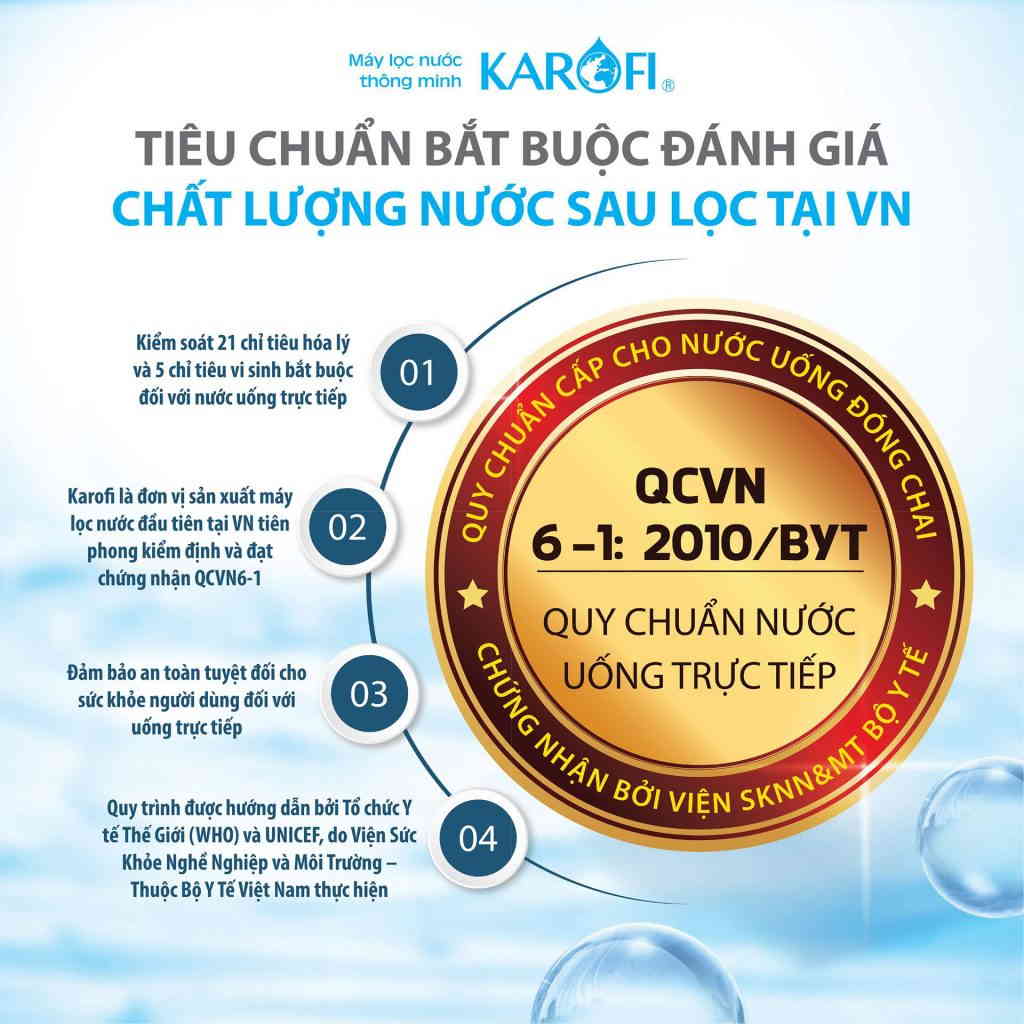 Máy lọc nước KAQ-O06 đạt chuẩn quốc gia nước uống trực tiếp QCVN 6-1:2010 BYT