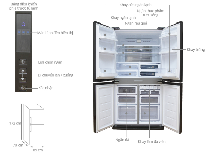 Nên mua tủ lạnh Sharp SJ-FX630V-ST hay tủ lạnh LG GR-D22MB 4 cánh cho gia đình mình.