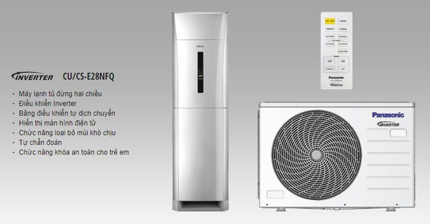 Điều Hoà Cây Panasonic Inverter CU/CS-E28NFQ 2 Chiều 28000Btu, đánh tan cái nóng mùa hè