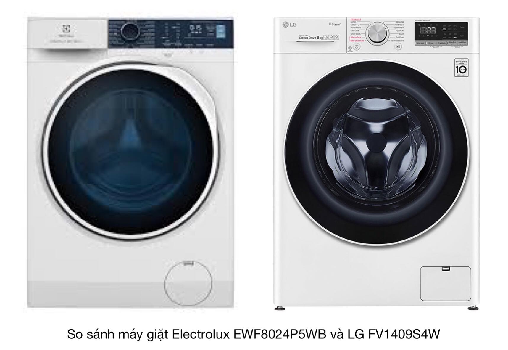 So sánh máy giặt cửa trước Electrolux EWF8024P5WB và LG FV1409S4W