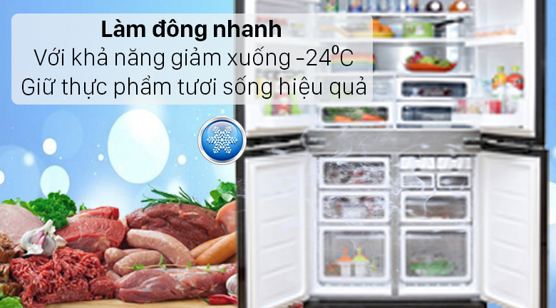 Tủ lạnh Sharp SJ-FXP480VG-CH nhiều ưu điểm phù hợp cho gia đình dưới 5 người