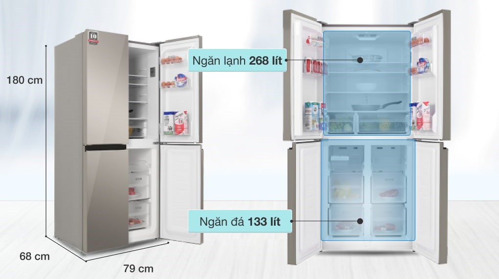 Tủ lạnh Sharp SJ-FXP480VG-CH nhiều ưu điểm phù hợp cho gia đình dưới 5 người