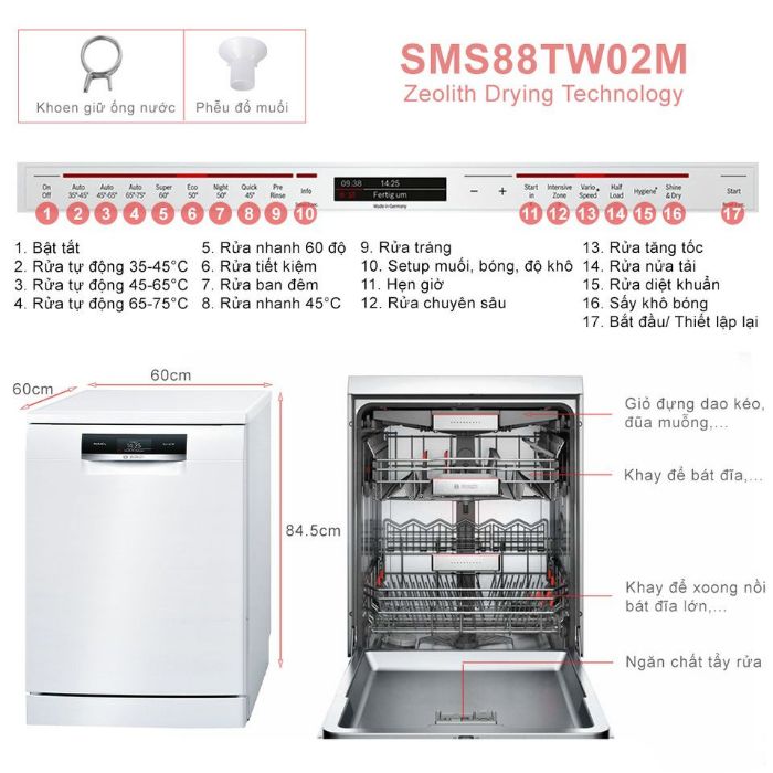 Bosch SMS88TW02M 14 Bộ Serie 8