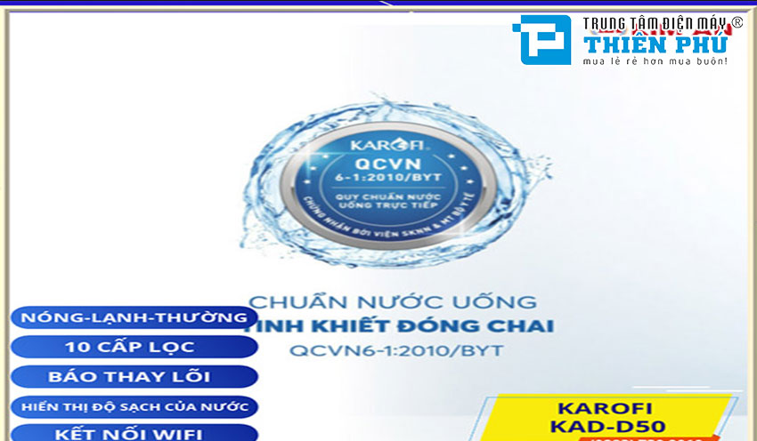 Máy lọc nước nóng lạnh Karofi KAD-D50- Lọc sạch sâu, giá quên sầu 