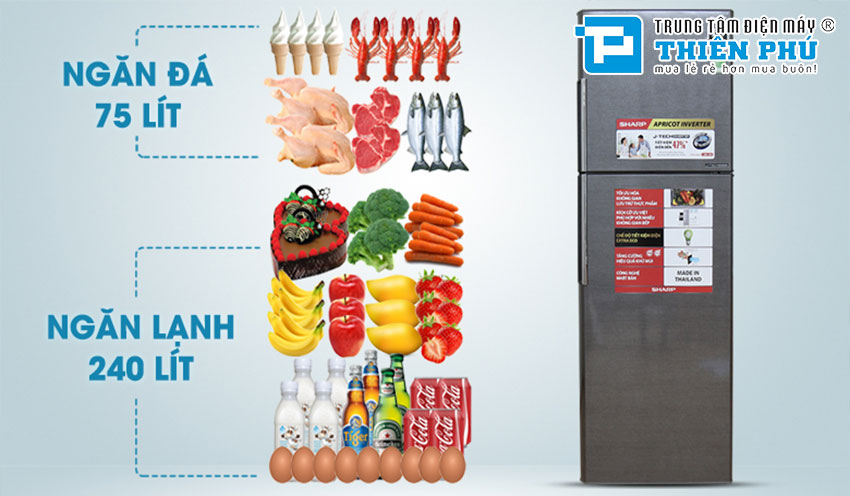 Tủ lạnh Sharp SJ-X346E-SL ngăn đông mềm giá rẻ nhất thị trường 