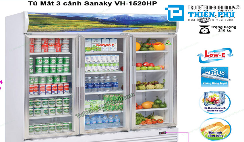 Lợi ích mà chiếc tủ mát Sanaky 3 cánh VH-1520HP mang lại cho khách hàng 