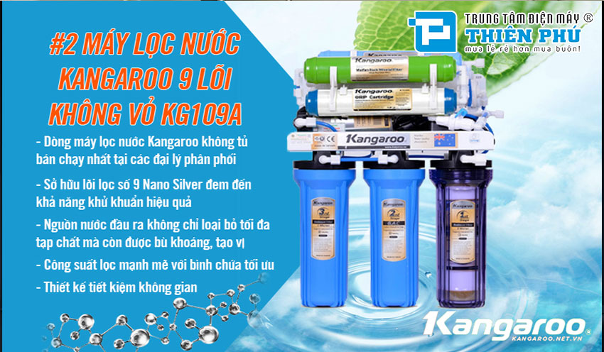 Máy lọc nước Kangaroo 9 lõi không vỏ có tốt không? Có gía bao nhiêu?