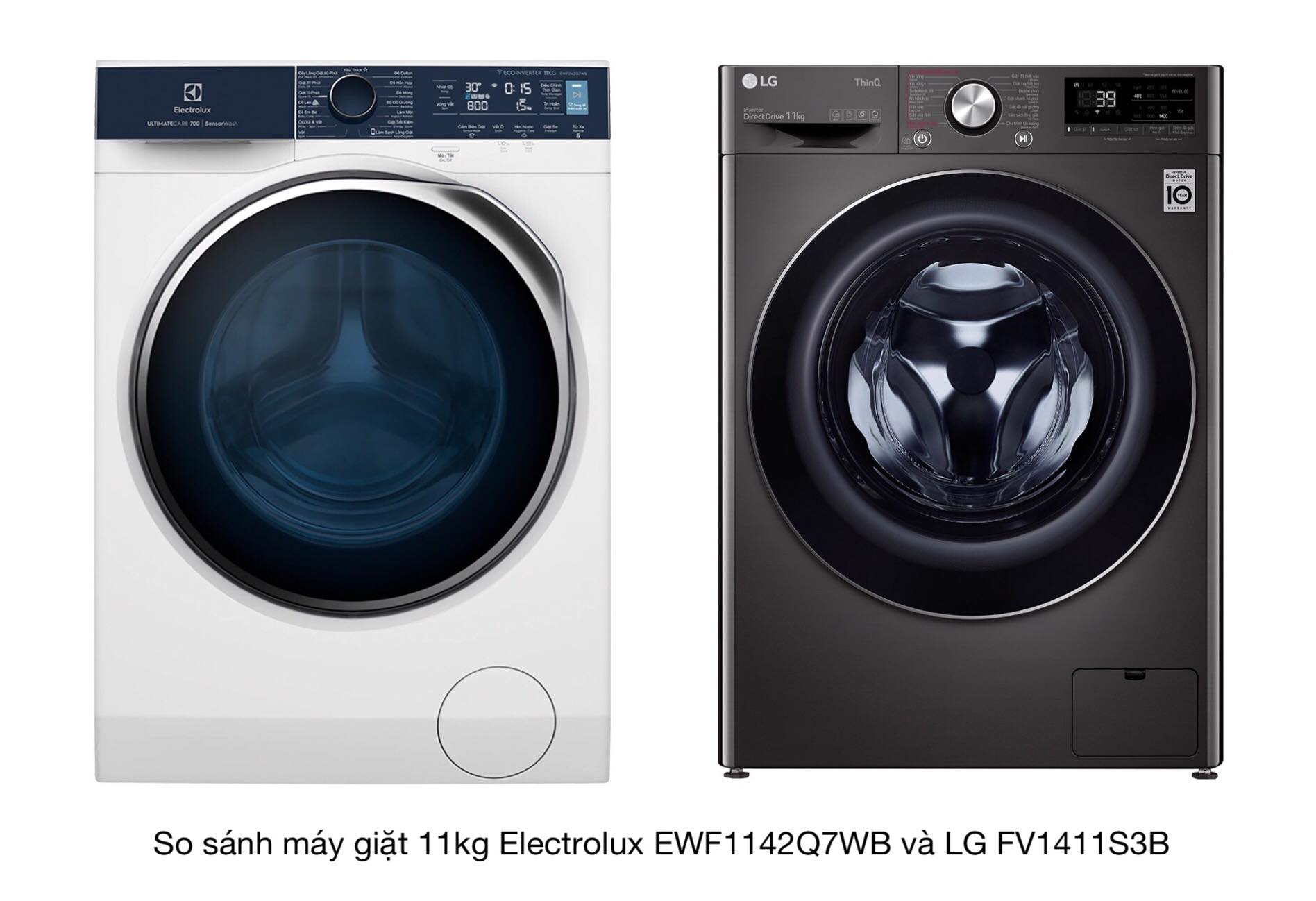 So sánh máy giặt 11kg Electrolux EWF1142Q7WB và LG FV1411S3B