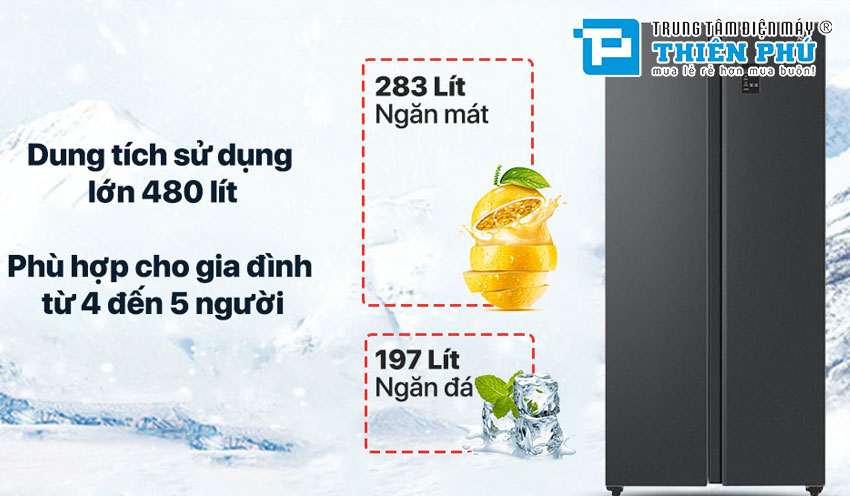 Tủ Lạnh Aqua Inverter AQR-S480XA(BL) 480 Lít