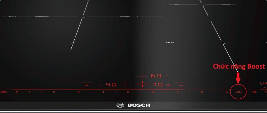 Chức năng Power Boost trên bếp từ ba vùng nấu Bosch PID675DC1E
