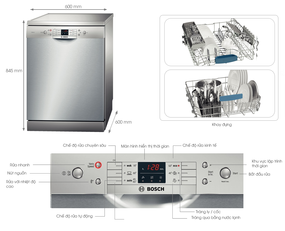 Đánh bay phiền muội rửa bát với Máy Rửa Bát Bosch 12 Bộ SMS63L08EA Serie 6