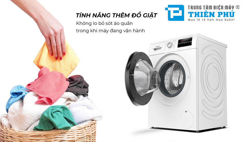 Máy giặt Bosch Serie 6 WGG234E0SG với tính năng thêm đồ trong khi giặt tiện lợi 