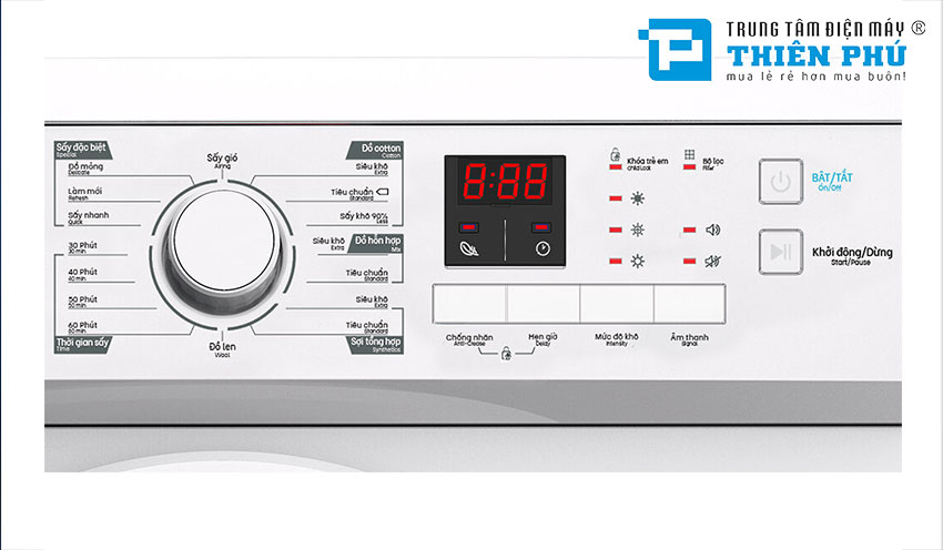 Khám phá các chế độ sấy trên máy sấy quần áo Casper TD-72VWD