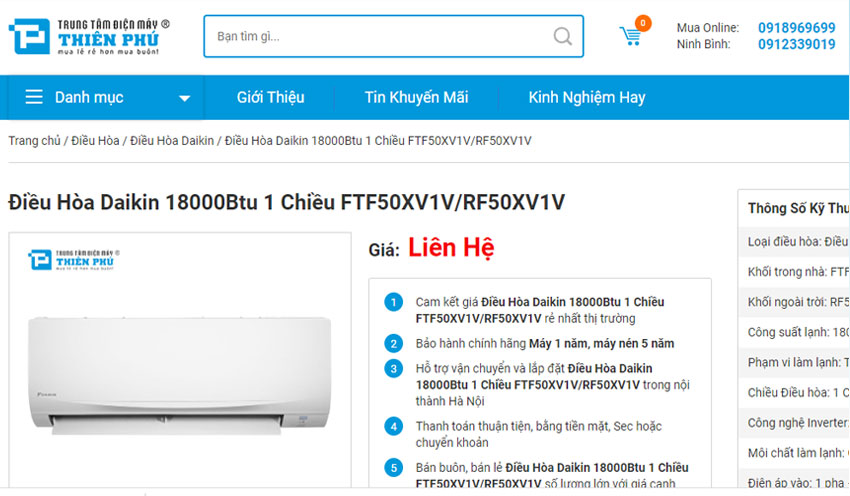 Khám phá điều hòa Đaikin 18000 1 chiều FTF50XV1V mới thay thế FTC50NV1V