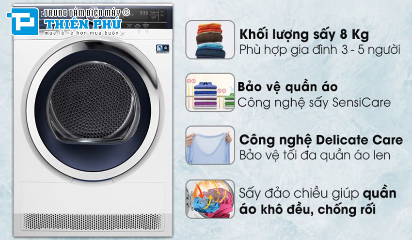 Top 3 máy sấy quần áo Electrolux 8Kg tốt nhất hiện nay cho gia đình từ 3-5 người