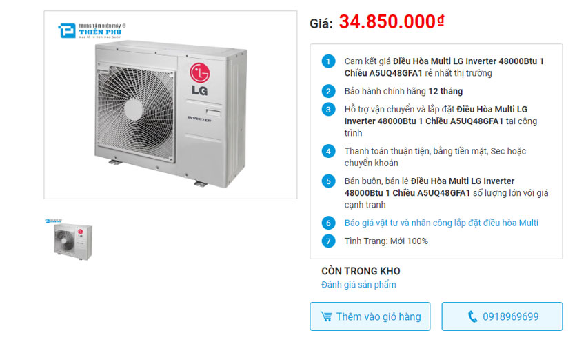 Tìm hiểu dòng máy điều hòa multi LG A5UQ48GFA1 inverter 48000btu - 1 dàn nóng 5 dàn lạnh