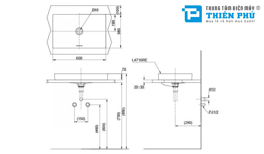 Chậu Rửa Mặt Toto LT4716MTG19