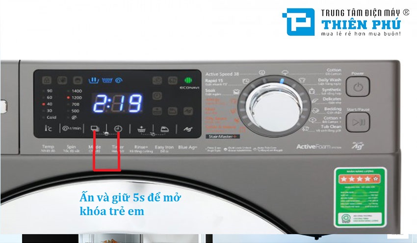 Tính năng khóa trẻ em trên máy giặt Panasonic 9kg NA-V90FX2LVT và cách sử dụng?