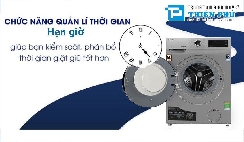 Máy giặt Toshiba 9kg TW-BK105S3V(SK) giặt thông minh, tiết kiệm điện 