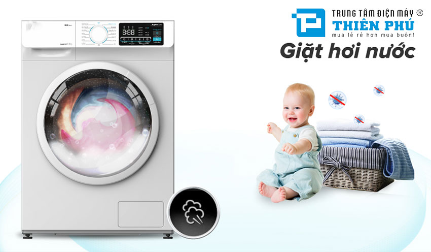 Công nghệ giặt hơi nước trên máy giặt Casper 9.5kg cửa ngang WF-95I140BWC