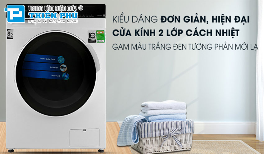 Máy Giặt Midea Inverter 8.5 Kg MFK85-1401WK Lồng Ngang