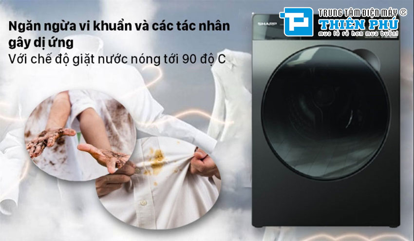 Máy giặt Sharp 8kg ES-FK852EV-W giảm giá kịch sàn tại Thiên Phú