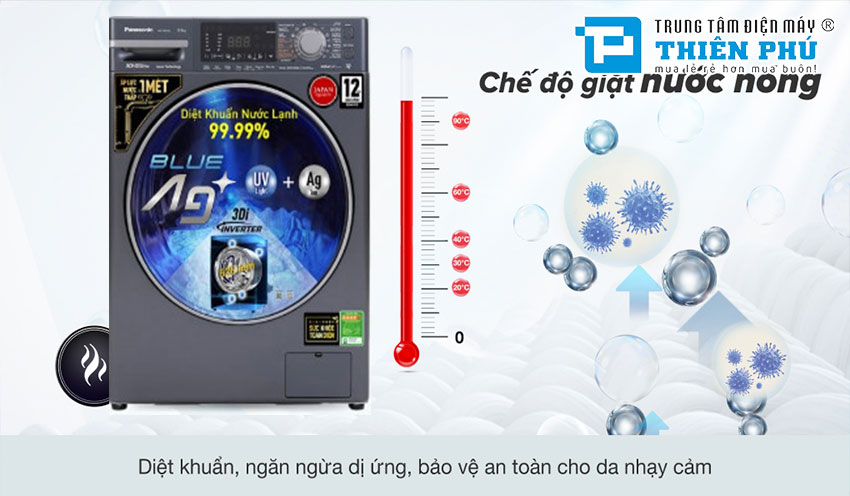 Máy giặt Panasonic 9kg NA-V95FX2BVT công nghệ giặt nước nóng