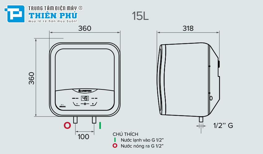 Bình Nóng Lạnh Ariston ANDRIS2 30LUX-D AG+ 2.5FE 30 Lít