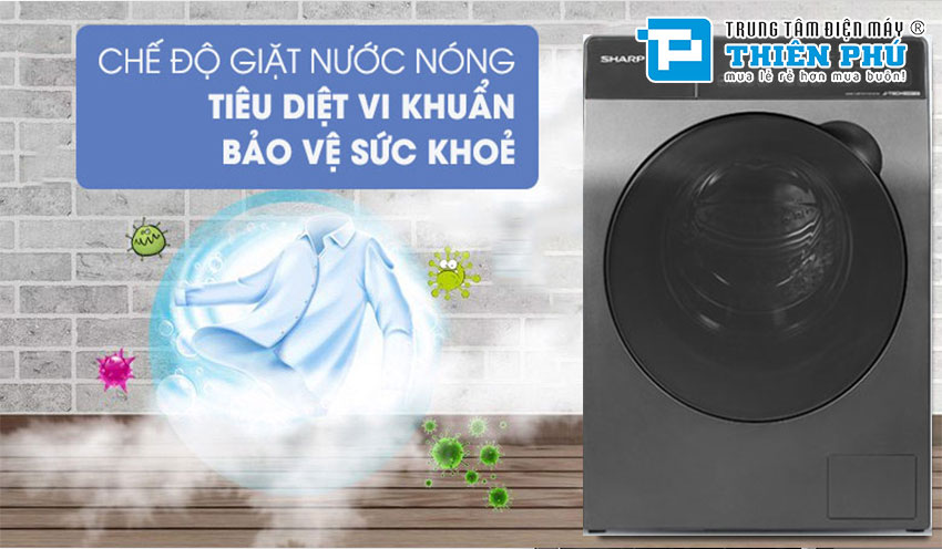 Sạch sâu và diệt khuẩn trên máy giặt Sharp Inverter ES-FK852EV-W