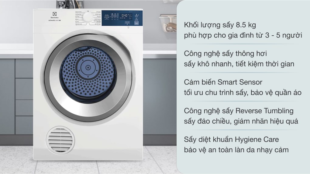Giải thích tính năng trên máy sấy quần áo EDS854J3WB