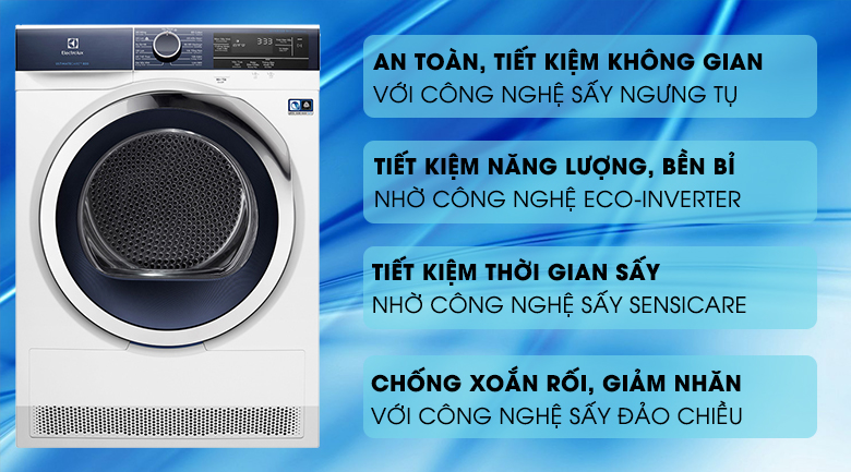 Máy sấy quần áo electrolux 8 kg dòng sản phẩm được nhiều người tin dùng