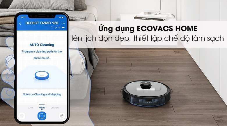 Robot hút bụi Ecovacs ghi nhận lịch trình làm sạch